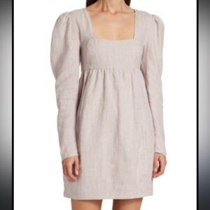 GANNI Long-Sleeve Hemp Minidress